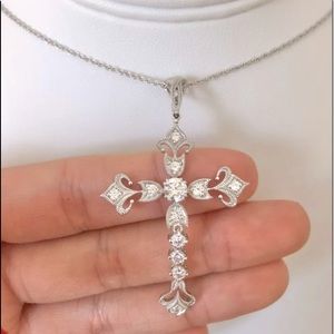 Beautiful Cz cross pendant! Sterling silver, high sparkle.